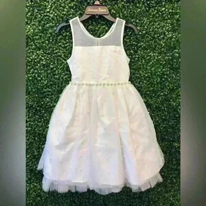 AMERICAN PRINCESS WHITE RUFFLED TIERED DRESS SIZE 10 (1) AND 8 (2)